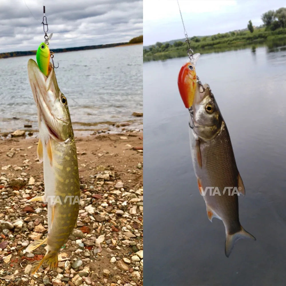VTAVTA 5pcs/lot Mini Wobblers Pike Fishing Lure Set 36mm 3.6g Crankbait Minnow Lure Hard Artificial Bait With Fishing Tackle Box