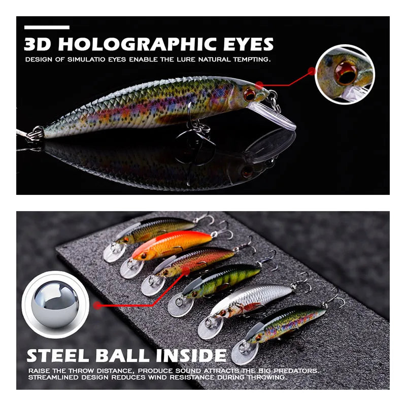 Agoie 55mm/3g Fishing Lure Quality Mini Minnow Lure Plastic Hard Bait Pesca Artificial Pike Wobblers Crankbait Fishing Bait