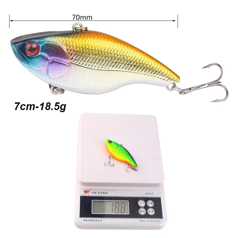 YUCONG 1PC VIB Fishing Lure 7cm-18.5g Sinking Hard Bait Shore Trolling Wobbler Vibraton Swimbait Noisy Jerkbait Bass Pesca Isca