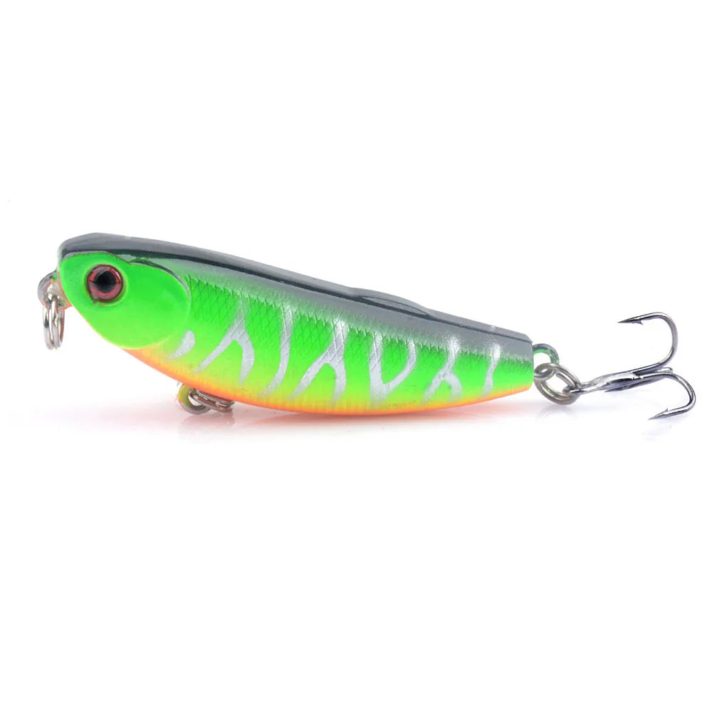 1Pc Top Water Pencil Fishing Lure 5.7cm 4.8g Floating Dog Walking Wobblers Tackle Artificial Hard Bait With 10# Hooks For Bass