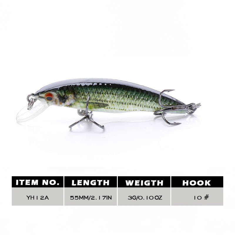 Agoie 55mm/3g Fishing Lure Quality Mini Minnow Lure Plastic Hard Bait Pesca Artificial Pike Wobblers Crankbait Fishing Bait