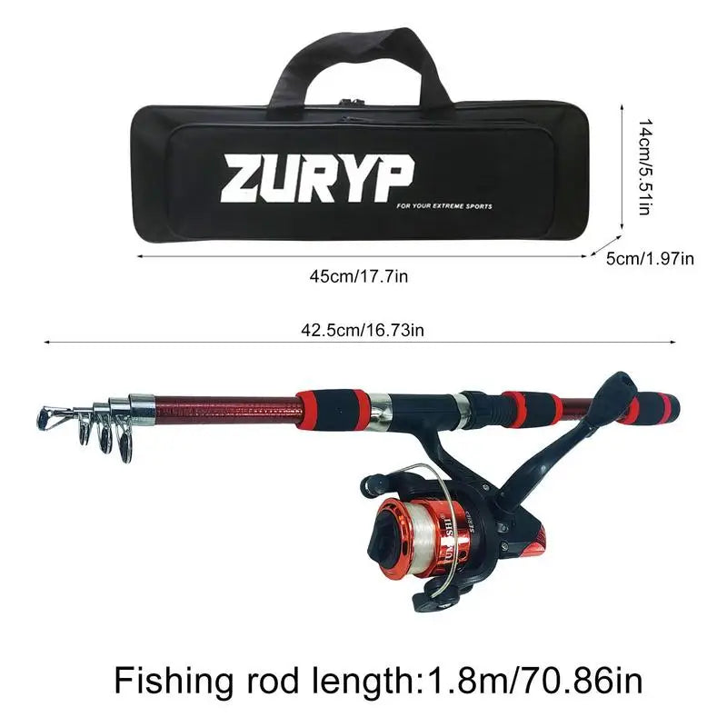 Kids Fishing Pole Set Full Kits with Telescopic Fishing Rod and Spinning Reel Baits Hooks Saltwater Portable Travel Pole Set