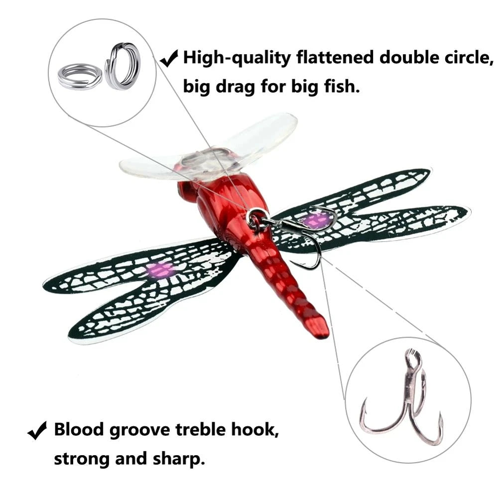 Topwater Dragonfly Dry Flies Insect Fly Fishing Lure 6.2g 75mm Trout Popper Artificial Bait Wobblers For Trolling Hard Lure 1Pcs