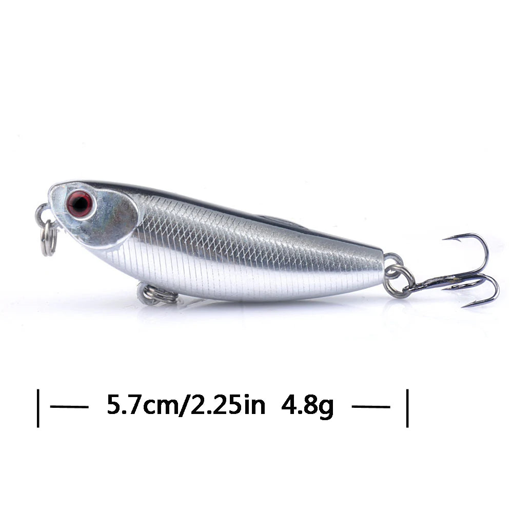 1Pc Top Water Pencil Fishing Lure 5.7cm 4.8g Floating Dog Walking Wobblers Tackle Artificial Hard Bait With 10# Hooks For Bass