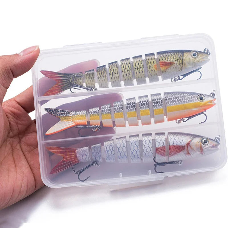 3pcs 8 Segment Fishing Lure Multi Jointed Swimbait Artificial Bait Slow Sinking Bionic Fishing Bait Cool Fishing Gear