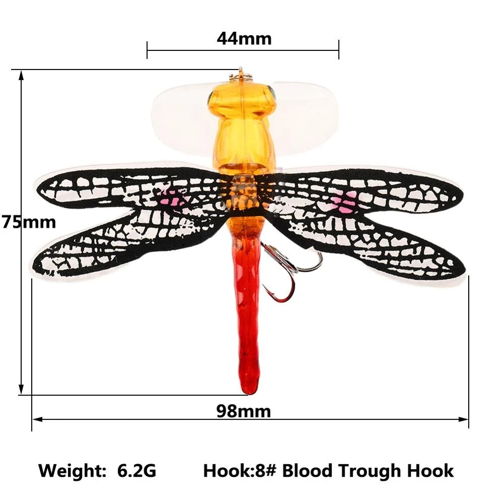 Topwater Dragonfly Dry Flies Insect Fly Fishing Lure 6.2g 75mm Trout Popper Artificial Bait Wobblers For Trolling Hard Lure 1Pcs