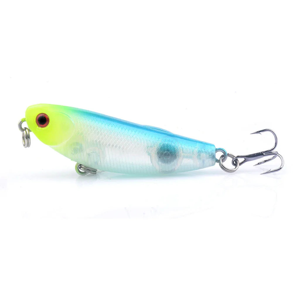 1Pc Top Water Pencil Fishing Lure 5.7cm 4.8g Floating Dog Walking Wobblers Tackle Artificial Hard Bait With 10# Hooks For Bass
