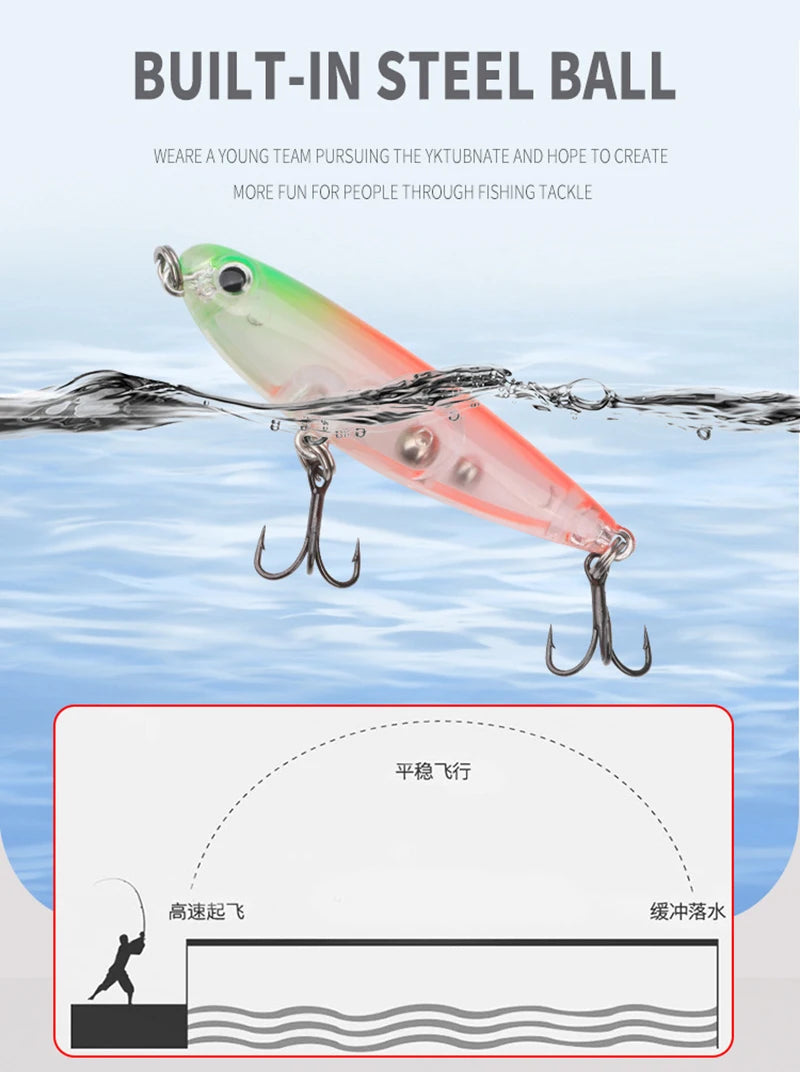 50mm 2.8g Testar Fishing Topwater Lure Surface Walk The Dog Wobblers Stickbait Floating Micro Pencil Walker for Bass Pike Trout