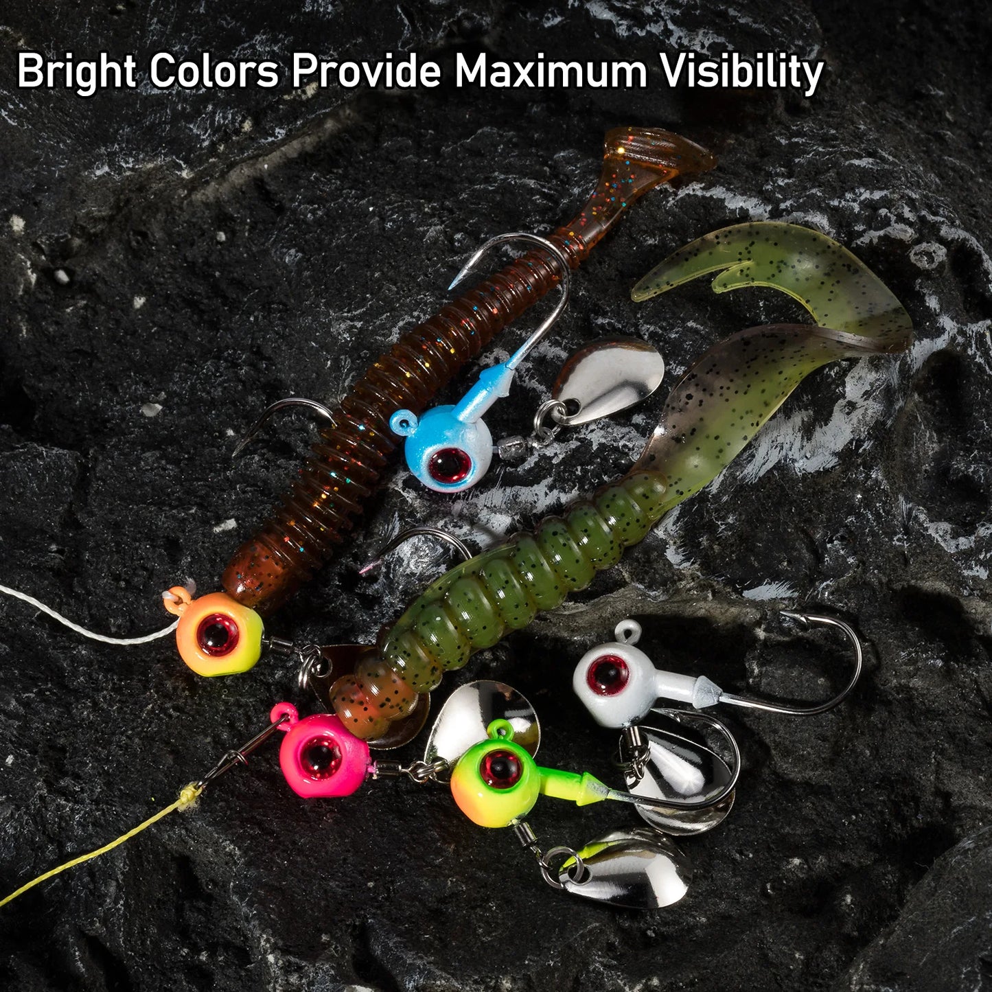 5pcs Underspin Jig Head Hook Stand Up Spinner Round Jig Blade Painted Crappie Jig Walleye Bass Trout Bluegill Saltwater