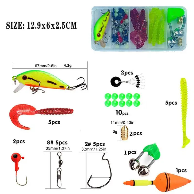 Kids Fishing Pole Set Full Kits with Telescopic Fishing Rod and Spinning Reel Baits Hooks Saltwater Portable Travel Pole Set