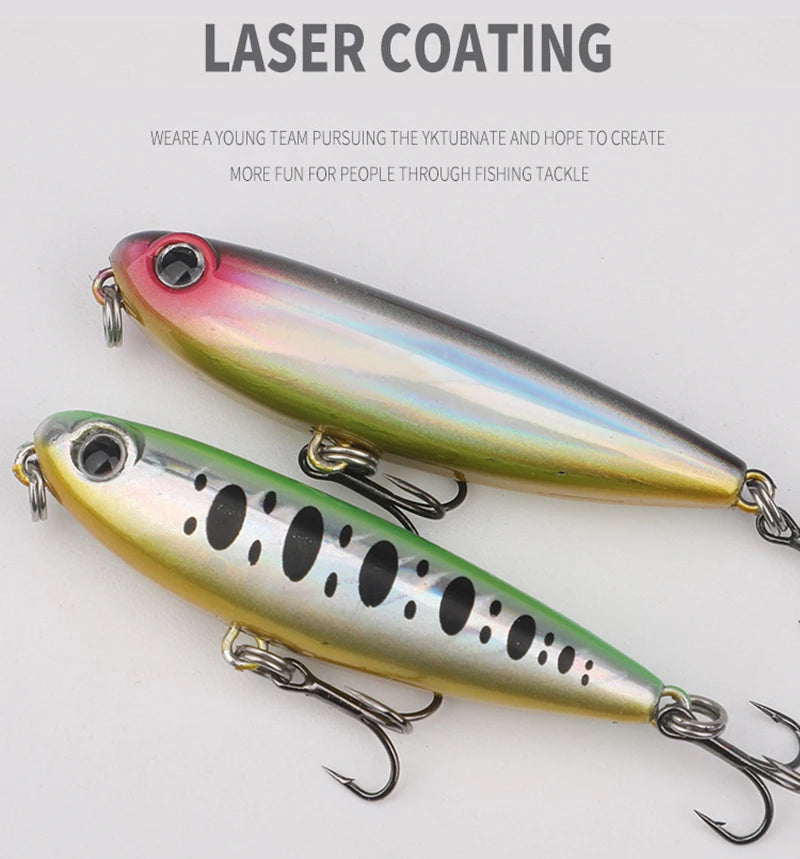 50mm 2.8g Testar Fishing Topwater Lure Surface Walk The Dog Wobblers Stickbait Floating Micro Pencil Walker for Bass Pike Trout