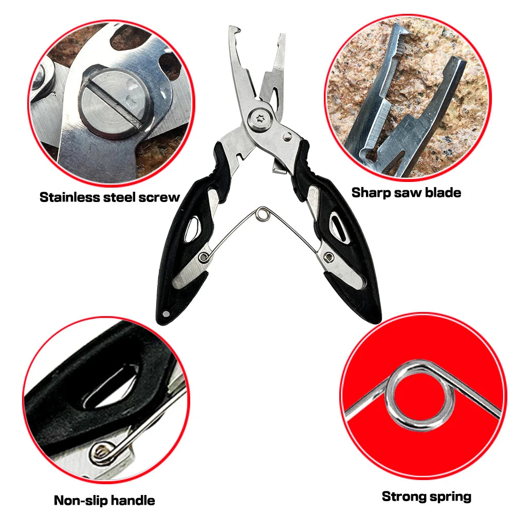 Lure Pliers Multifunctional Stainless Steel Pliers Fish Clamp Lock Fish Controller Max Drag 15kg Anti-Slip Fishing Accessories