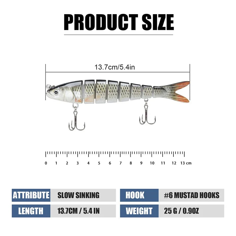 3pcs 8 Segment Fishing Lure Multi Jointed Swimbait Artificial Bait Slow Sinking Bionic Fishing Bait Cool Fishing Gear