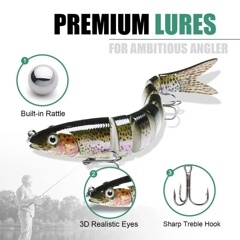 3pcs 8 Segment Fishing Lure Multi Jointed Swimbait Artificial Bait Slow Sinking Bionic Fishing Bait Cool Fishing Gear