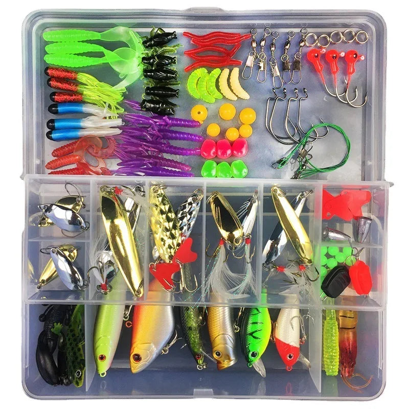 106PCs/Box Thunder Frog Set Road Sub Clamp Set Entry Level Full Swimming Layer Bait Road Sub Bait Fish Bait Set Fishing Gear