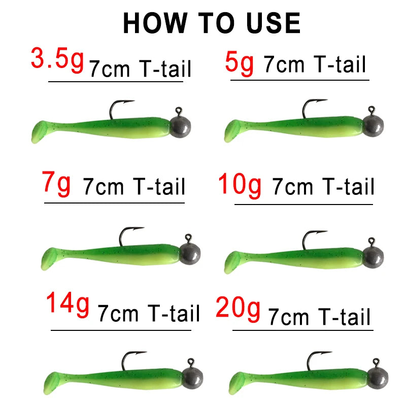 50PCS Silicone Worm Soft Bait 50mm Jig Wobblers Fishing Lure + 15pcs Jig Hook Artificial Rubber Baits Bass for Carp Pike Zander