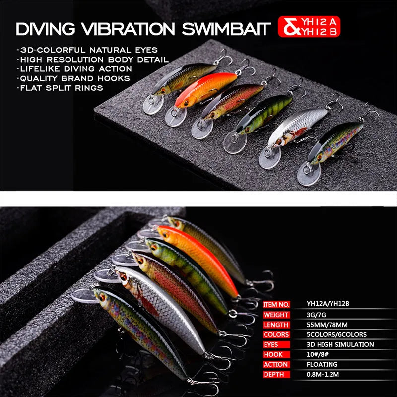 Agoie 55mm/3g Fishing Lure Quality Mini Minnow Lure Plastic Hard Bait Pesca Artificial Pike Wobblers Crankbait Fishing Bait