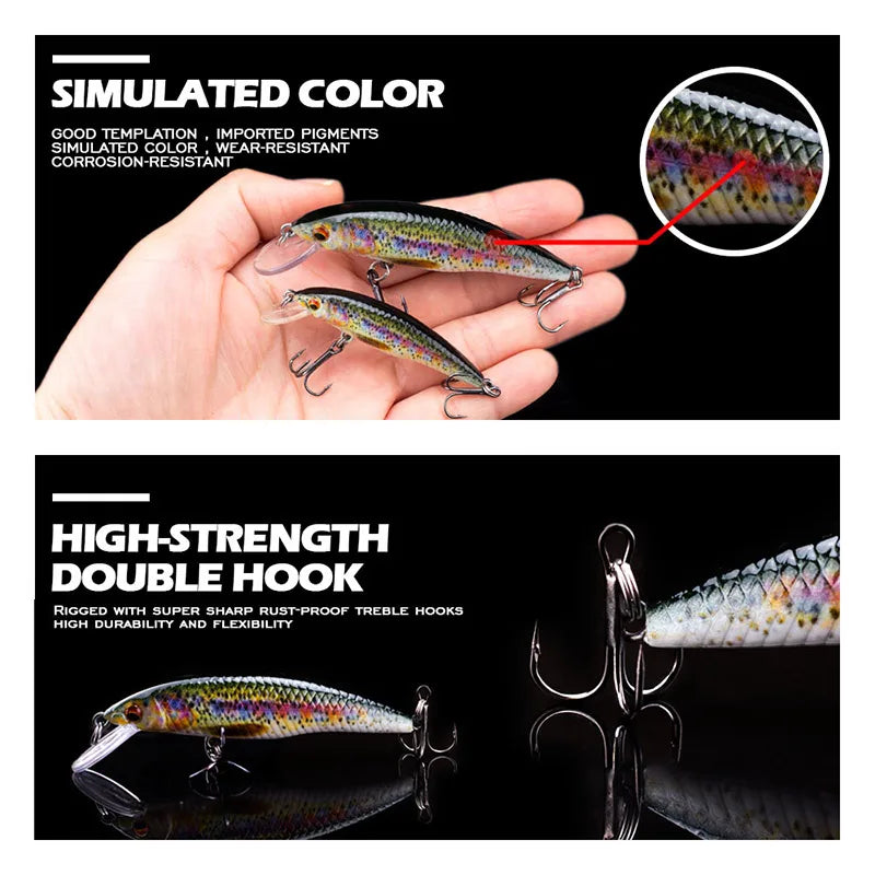 Agoie 55mm/3g Fishing Lure Quality Mini Minnow Lure Plastic Hard Bait Pesca Artificial Pike Wobblers Crankbait Fishing Bait