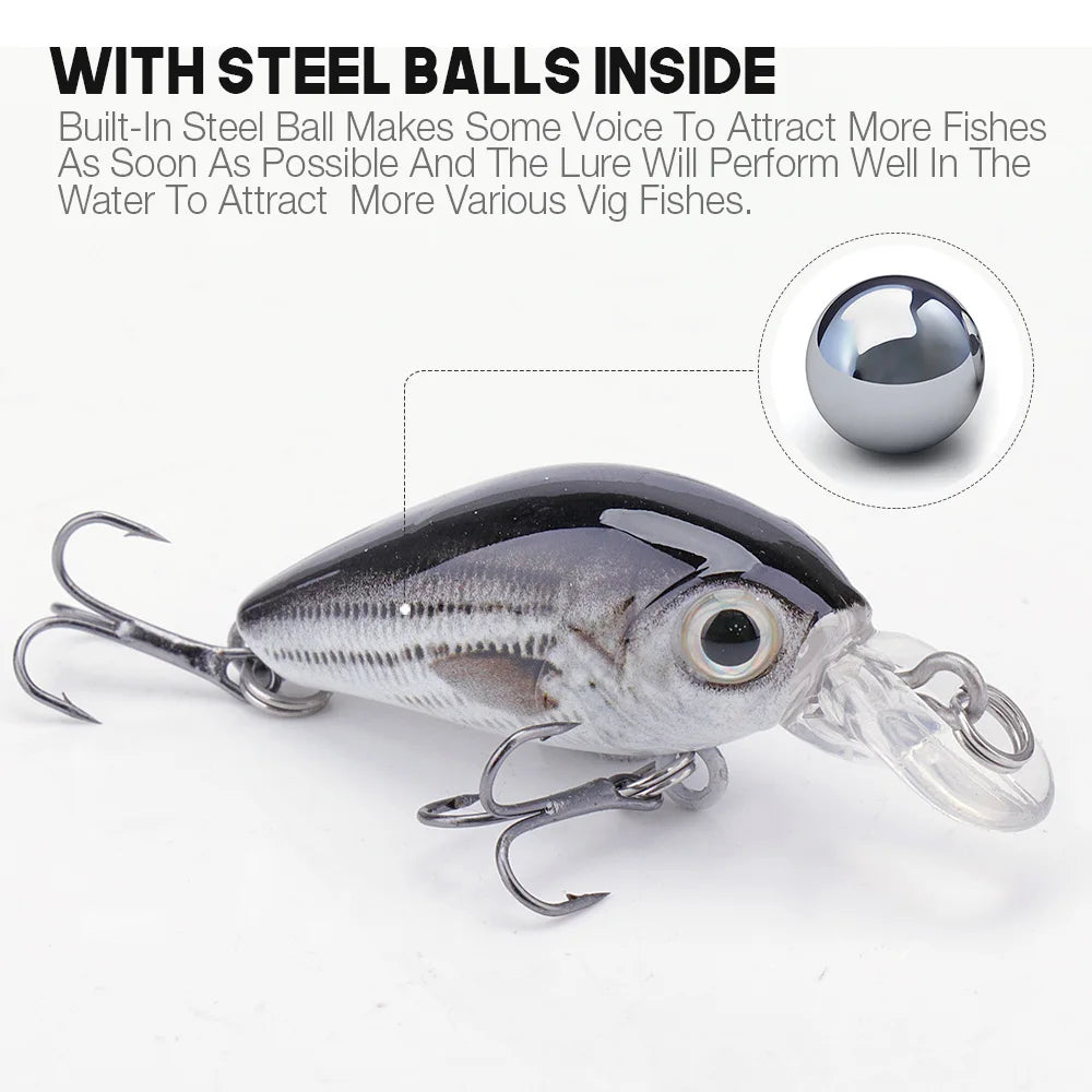 VTAVTA 5pcs/lot Mini Wobblers Pike Fishing Lure Set 36mm 3.6g Crankbait Minnow Lure Hard Artificial Bait With Fishing Tackle Box