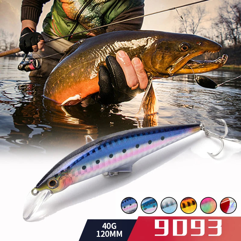 New 45g 120mm Minnow Sinking Fishing Lure Hard Plastic Trout Lure Artificial Bait Pesca Wobbler Fishing for pike bass Crankbait
