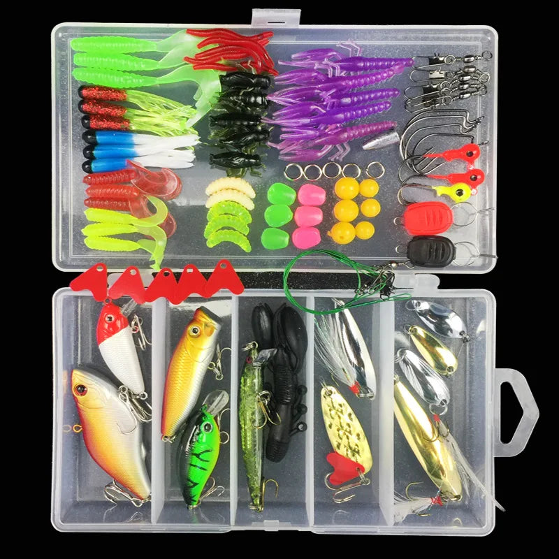 106PCs/Box Thunder Frog Set Road Sub Clamp Set Entry Level Full Swimming Layer Bait Road Sub Bait Fish Bait Set Fishing Gear