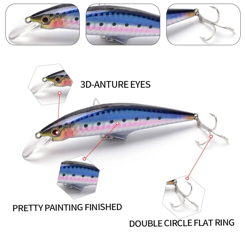 New 45g 120mm Minnow Sinking Fishing Lure Hard Plastic Trout Lure Artificial Bait Pesca Wobbler Fishing for pike bass Crankbait