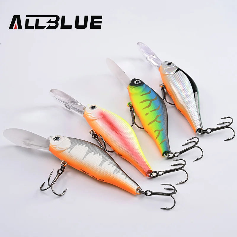 ALLBLUE HUNCH 70SP DR Professional Fishing Lure 70mm 10g Suspend Wobbler Minnow Depth 1.5-2m Bass Pike Artificial Bait Tackle