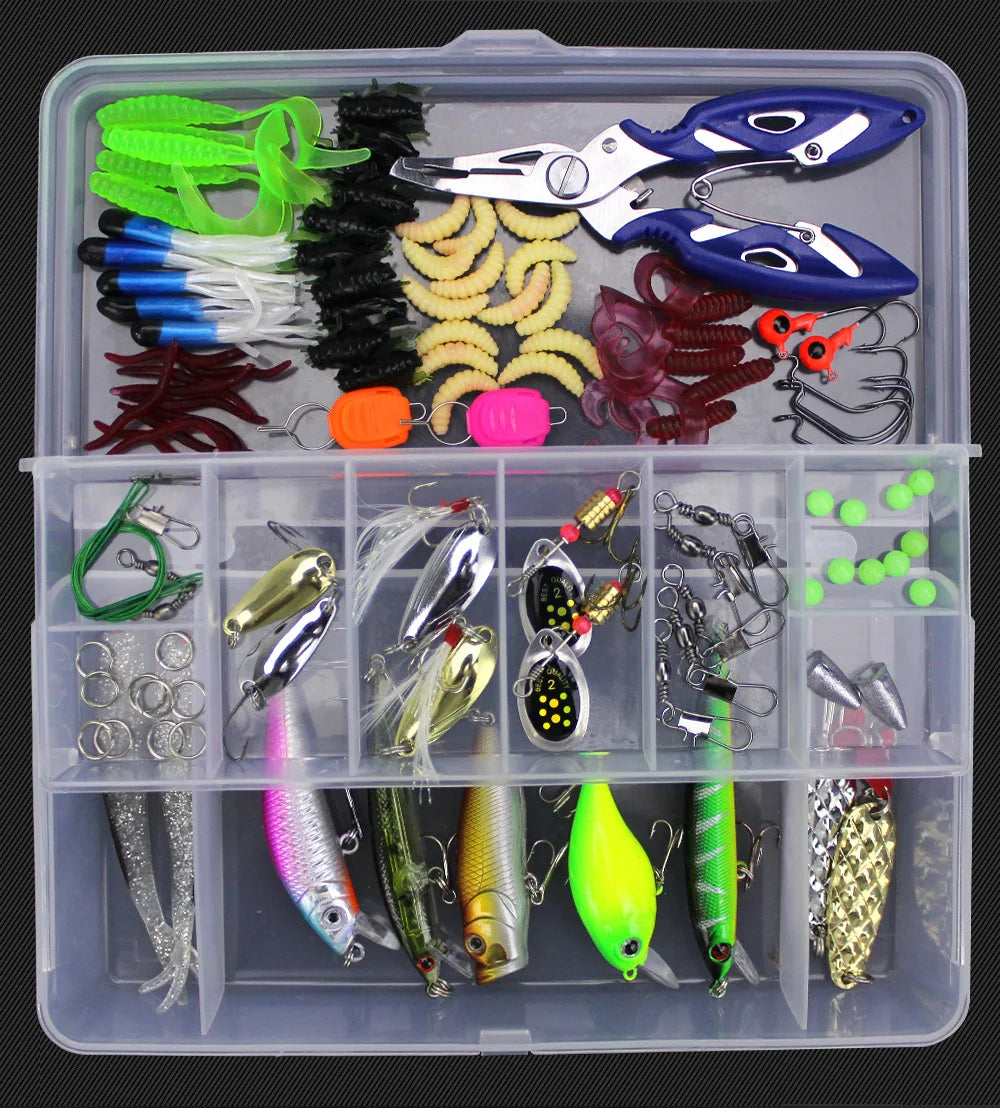 106PCs/Box Thunder Frog Set Road Sub Clamp Set Entry Level Full Swimming Layer Bait Road Sub Bait Fish Bait Set Fishing Gear