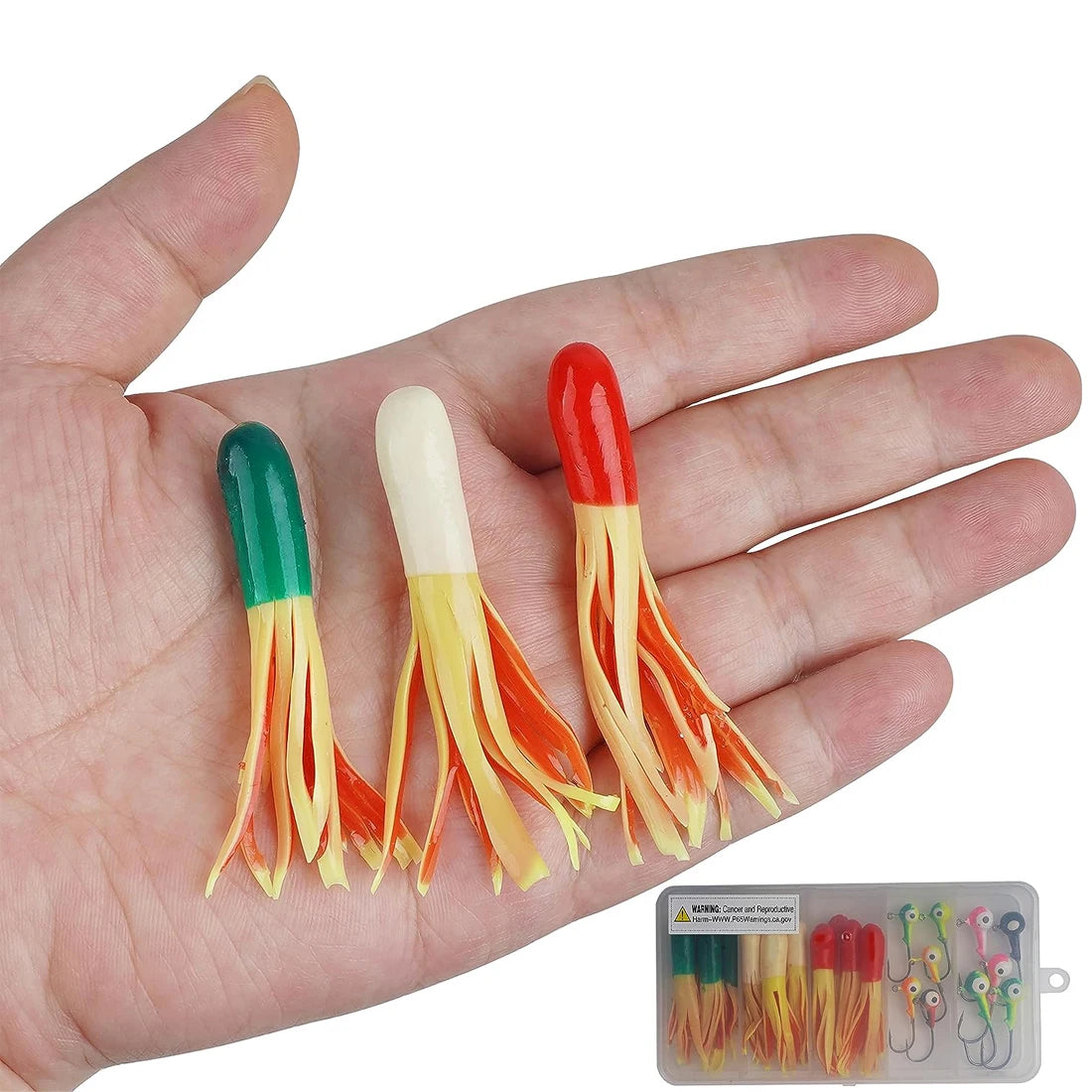25Pcs Tube Jig Heads Crappie jig Octopus Skirts tube bait Fishing Lure Gear artificial baits Saltwater Panfish Bass Fishing jig