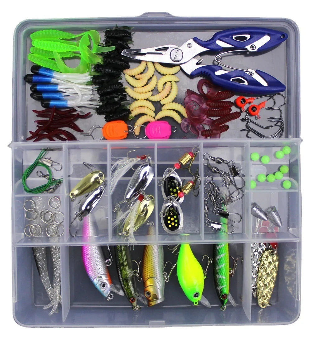 106PCs/Box Thunder Frog Set Road Sub Clamp Set Entry Level Full Swimming Layer Bait Road Sub Bait Fish Bait Set Fishing Gear